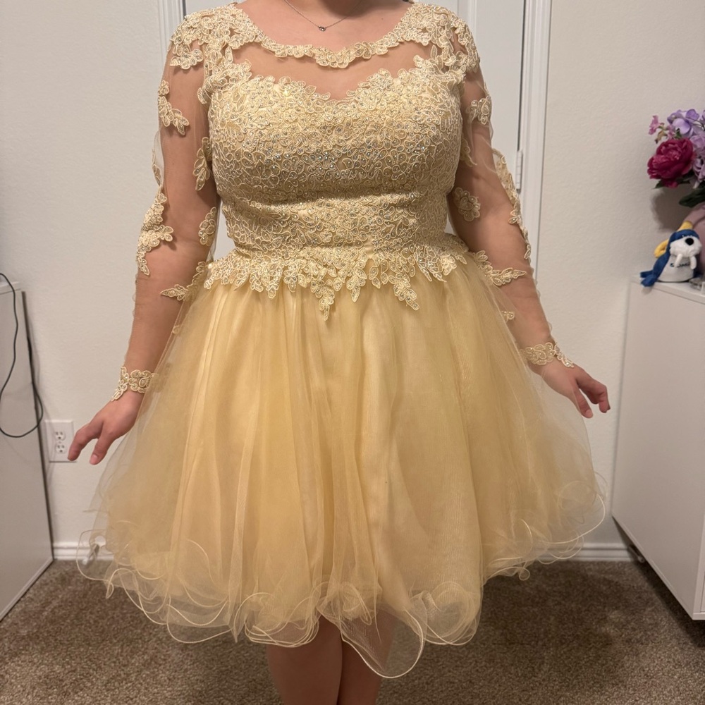 Elegant Gold Lace Dress